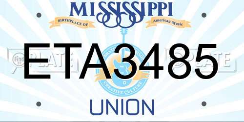 ETA3485 Mississippi License Plate