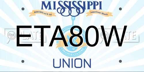 ETA80W Mississippi License Plate