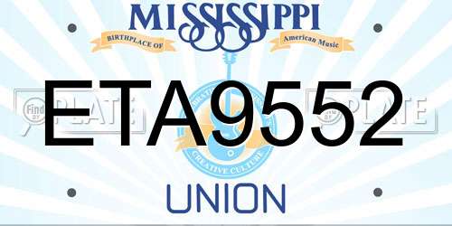 ETA9552 Mississippi License Plate