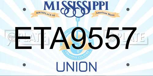 ETA9557 Mississippi License Plate