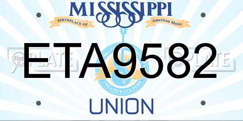 ETA9582 Mississippi License Plate