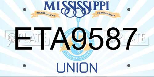 ETA9587 Mississippi License Plate