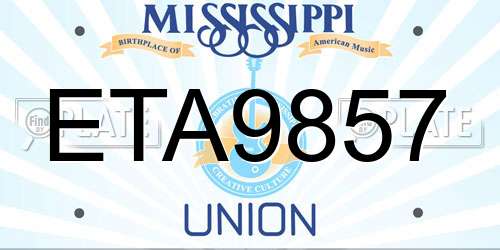 ETA9857 Mississippi License Plate