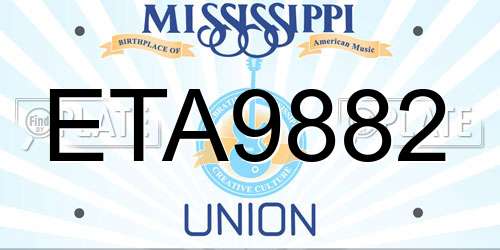 ETA9882 Mississippi License Plate