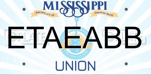 ETAEABB Mississippi License Plate