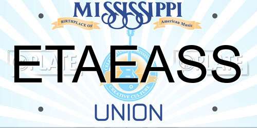 ETAEASS Mississippi License Plate