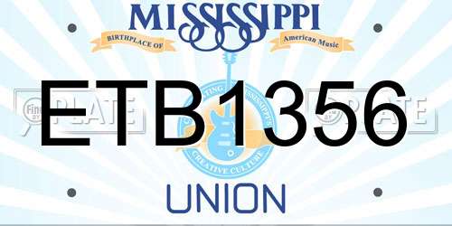 ETB1356 Mississippi License Plate