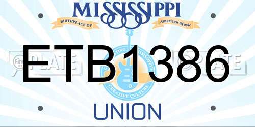 ETB1386 Mississippi License Plate