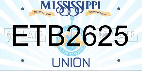 ETB2625 Mississippi License Plate