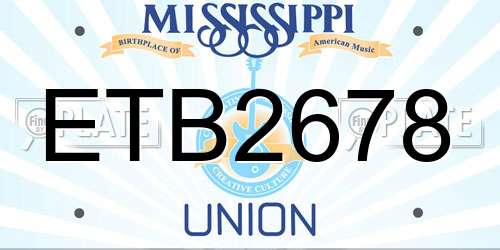 ETB2678 Mississippi License Plate