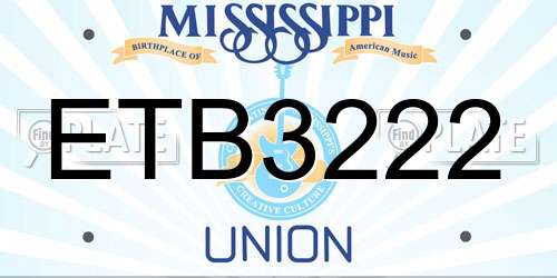 ETB3222 Mississippi License Plate