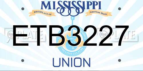 ETB3227 Mississippi License Plate