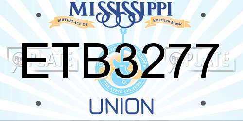 ETB3277 Mississippi License Plate
