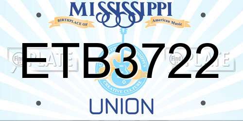 ETB3722 Mississippi License Plate
