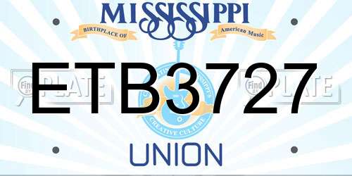 ETB3727 Mississippi License Plate