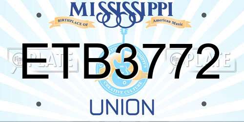 ETB3772 Mississippi License Plate