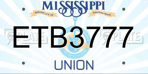 ETB3777 Mississippi License Plate