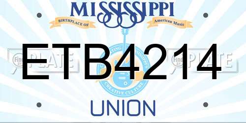 ETB4214 Mississippi License Plate