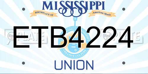 ETB4224 Mississippi License Plate