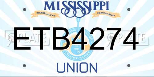 ETB4274 Mississippi License Plate