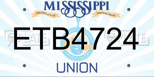 ETB4724 Mississippi License Plate