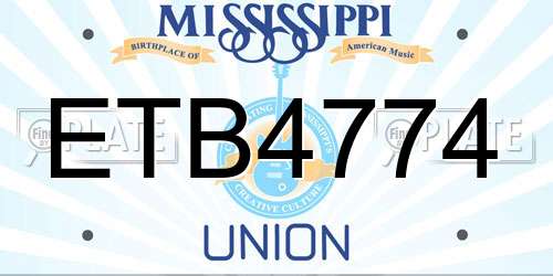 ETB4774 Mississippi License Plate