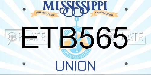 ETB565 Mississippi License Plate