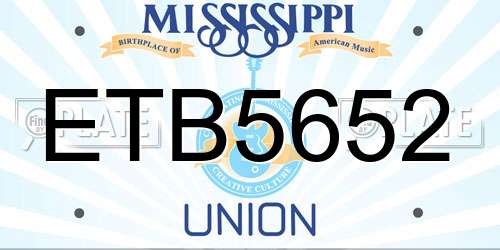 ETB5652 Mississippi License Plate