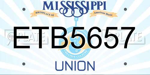 ETB5657 Mississippi License Plate
