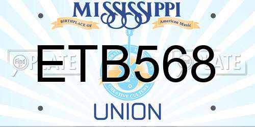 ETB568 Mississippi License Plate