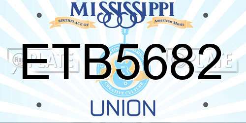 ETB5682 Mississippi License Plate