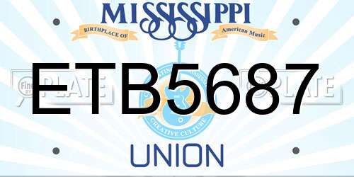 ETB5687 Mississippi License Plate