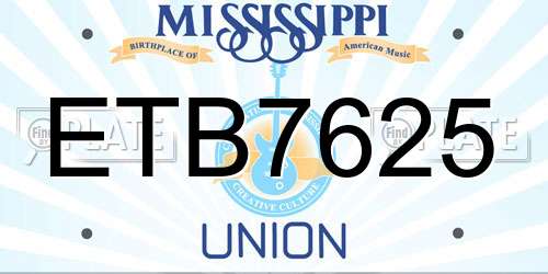 ETB7625 Mississippi License Plate