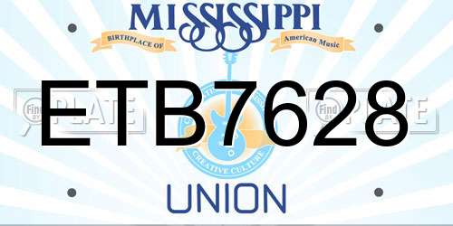 ETB7628 Mississippi License Plate