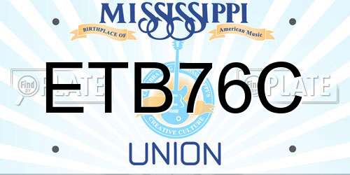 ETB76C Mississippi License Plate