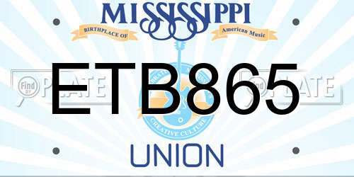 ETB865 Mississippi License Plate