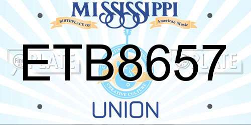 ETB8657 Mississippi License Plate