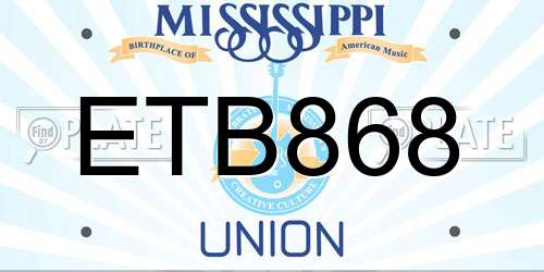 ETB868 Mississippi License Plate