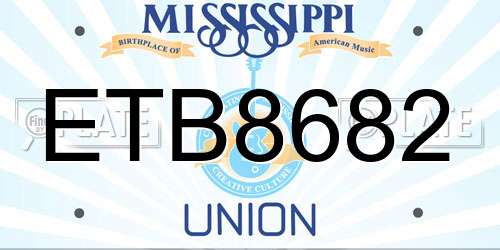 ETB8682 Mississippi License Plate