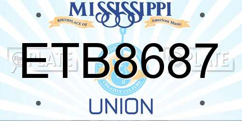 ETB8687 Mississippi License Plate