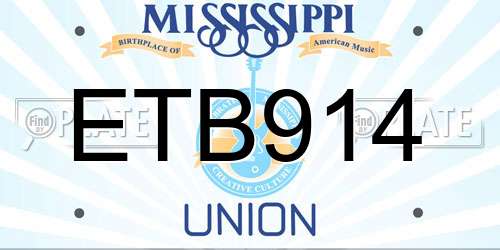 ETB914 Mississippi License Plate