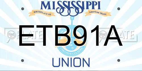 ETB91A Mississippi License Plate