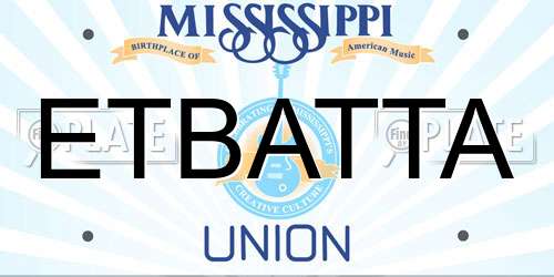 ETBATTA Mississippi License Plate