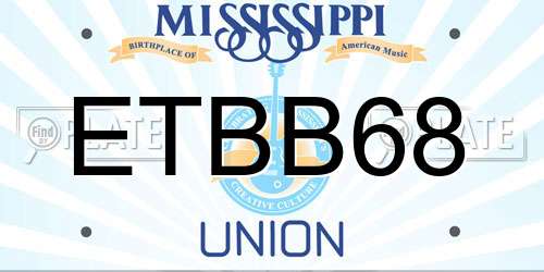 ETBB68 Mississippi License Plate