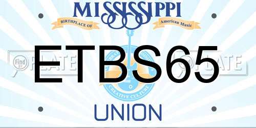 ETBS65 Mississippi License Plate