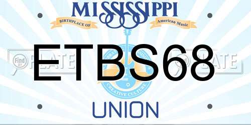 ETBS68 Mississippi License Plate