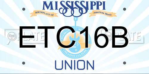 ETC16B Mississippi License Plate