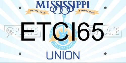 ETCI65 Mississippi License Plate
