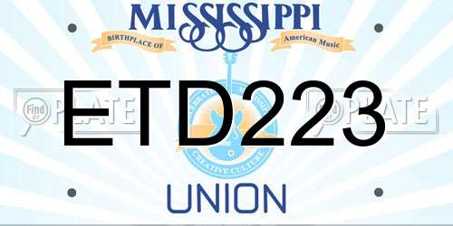 ETD223 Mississippi License Plate