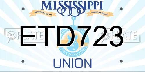 ETD723 Mississippi License Plate